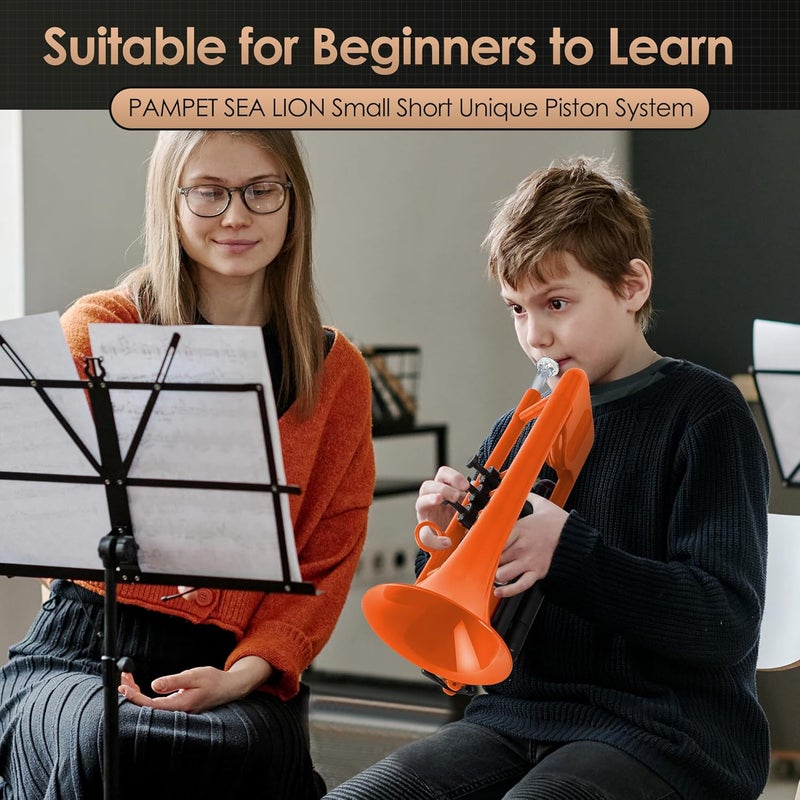 PAMPET SEA LION Professional Plastic Bb Trumpet Set for Student Beginner (Orange) - Image 3
